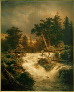 A.Achenbach, Wodospad Nordycki z Tęczą autorstwa Andreas Achenbach