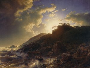 Zachód słońca po burzy na wybrzeżu Sycylii, 1853.