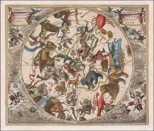 Mapa nieba z 1660 roku - Haemisphaerium Stellatum Boreale Antiquum autorstwa Andreas Cellarius