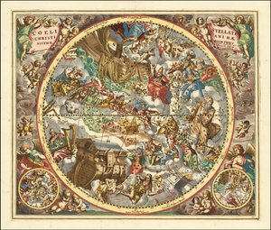 Niebiańska mapa gwiazdozbiorów według symboliki chrześcijańskiej z 1660 r. autorstwa Andreas Cellarius