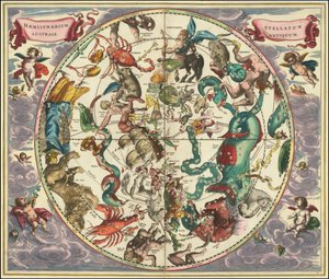 Mapa nieba południowego z 1661 roku autorstwa Andreasa Cellariusa autorstwa Andreas Cellarius