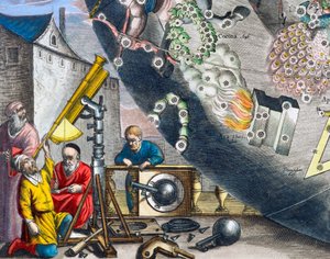 Astronomowie patrzący przez teleskop, 1660-1661 autorstwa Andreas Cellarius