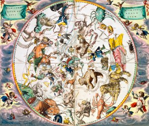Niebiańska planisfera ze znakami zodiaku, 1660-1661