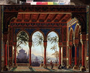 Scenografia do opery Rusłan i Ludmiła M Glinka - Obraz Andreas Leonhard Roller (1805-1891), olej na płótnie