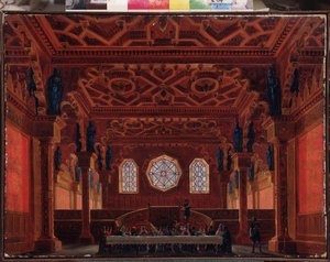 Scenografia do opery Rusłan i Ludmiła M Glinki (Scenografia do opery Rusłan i Ludmiła M Glinki) - Obraz Andreas Leonhard Roller (1805-1891), olej na płótnie