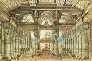 Scenografia do baletu Cezar w Egipcie autorstwa G. Haendla, 1834