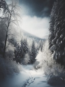 Zasypana śniegiem leśna ścieżka