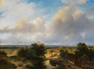 Holenderski krajobraz z widokiem na Haarlem autorstwa Andreas Schelfhout