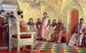 Car Michaił Fiodorowicz (1596-1645) z Bojarami siedzącymi w swoim pokoju, 1893