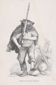 Widziałem wilka stojącego na straży ze Scen z życia prywatnego i publicznego zwierząt..., ok. godz. 1837-47.