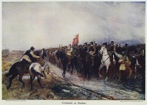 Cromwell w Dunbar (kolor lito) autorstwa Andrew Carrick (after) Gow