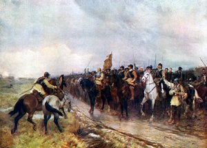 Oliver Cromwell i jego żołnierze w Dunbar Singing the 118th Psalm, 1926.