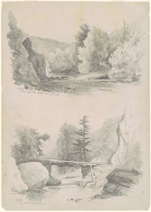 Poniżej Skoku Jelonka, Góry Catskill; i nad mostem