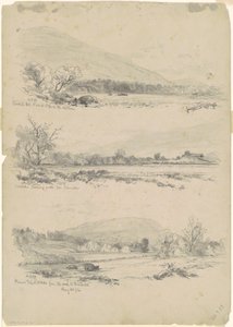 Góry Catskill, zaokrąglone szczyty w oddali; Catskills patrząc na północ od Palenville; i Round Top, Catskills, od drogi do wsporników [verso]