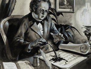 Portret Franza Schuberta (gwasz na papierze) autorstwa Andrew Howat