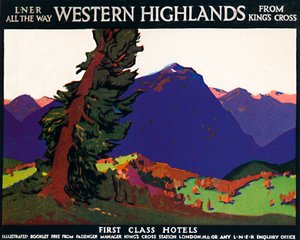 Western Highlands - Hotele pierwszej klasy - plakat brytyjski, ok. 1926 r.