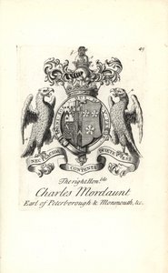 Herb i herb prawego honoru Charles Mordaunt, 3. hrabia Peterborough i 1. hrabia Monmouth autorstwa Andrew Johnston