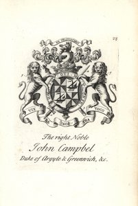 Herb i herb prawego szlachcica Johna Campbella, 2. księcia Argyll i Greenwich,