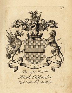 Herb Właściwego Honorowego Hugh Clifforda, Lorda Clifforda z Chudleigh, 2. barona Clifforda z Chudleigh (1663-1730)