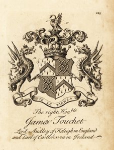 Herb prawego czcigodnego Jamesa Toucheta, Lorda Audleya z Heleigh w Anglii, 6. hrabia Castlehaven w Irlandii, zmarł w 1740 r. autorstwa Andrew Johnston