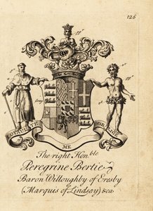 Herb Wielmożnego Peregrine Bertie, Baron Willoughby z Eresby, markiz Lindsay, 2. książę Ancaster i Kesteven autorstwa Andrew Johnston