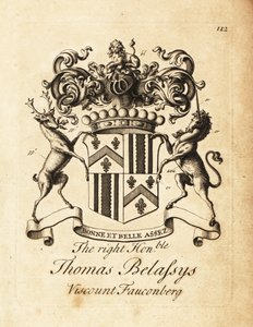 Herb Wielmożnego Tomasza Belasyse, hrabiego Fauconberga lub Thomasa Belassysa, wicehrabiego Fauconberga (1699-1774) autorstwa Andrew Johnston