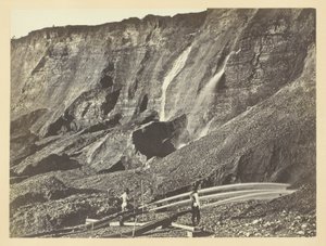 Hydrauliczne wydobycie złota, w pobliżu Dutch Flats, Kalifornia, C.P.R.R. autorstwa Andrew Joseph Russell