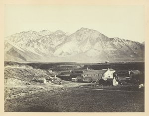 Pasmo Gór Skalistych Wasatch, z młynów wełnianych Brighama Younga autorstwa Andrew Joseph Russell