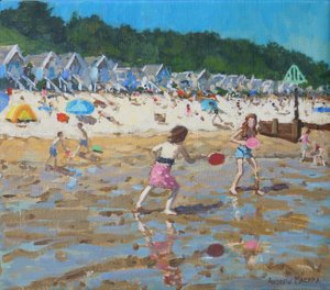Nietoperz i piłka,Studnie-następne-morze, 2019,(olej na płótnie) autorstwa Andrew Macara