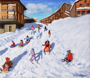 Boże Narodzenie na sankach, Les Arcs autorstwa Andrew Macara
