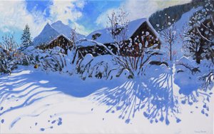Świeży śnieg, Morzine Village, 2015, autorstwa Andrew Macara