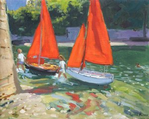 Dziewczyny z żaglówkami Looe , 2014, autorstwa Andrew Macara