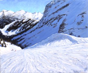 Into the valley, Courchevel, Francja, 2019, (olej na płótnie) autorstwa Andrew Macara