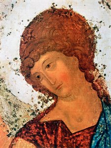 „Trójca”, Szczegół, c1380-1430 autorstwa Andrey Rublyov