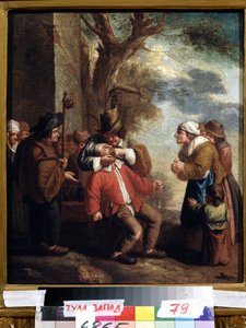 ""Wyciągacz zębów lub ból"" (Dentysta. Ból (z cyklu Pięć zmysłów) Obraz Andriesa Dirksza Obaj (1608-1641) XVII-wieczne Państwowe Muzeum Sztuki Tula Rosja