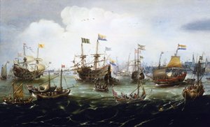 Powrót holenderskiej floty, 1 maja autorstwa Andries van Eertvelt
