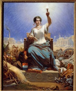 Francja oświetlająca świat. Alegoria. Obraz Janet Lange (1815 - 1872)