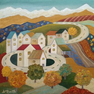 Wioska Autumn Road autorstwa Angeles M. Pomata