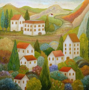 Kolorowa toskańska wioska autorstwa Angeles M. Pomata