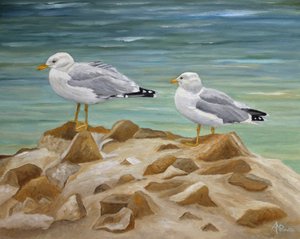 Dwie nadmorskie mewy autorstwa Angeles M. Pomata