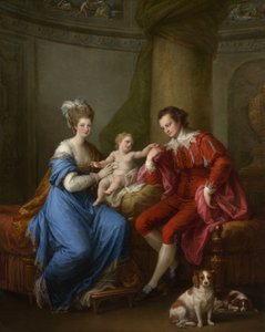 Edward Smith Stanley 1752-1834, dwunasty hrabia Derby, ze swoją pierwszą żoną i synem, ok. 1776. autorstwa Angelica Kauffmann