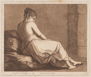 Kobieta siedząca na kamieniach autorstwa Angelica Kauffmann