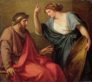Egeria wręcza Numie Pompiliusowi tarczę, 1794 autorstwa Angelica Kauffmann