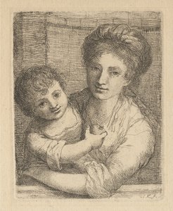 Matka trzymająca dziecko z jabłkiem autorstwa Angelica Kauffmann