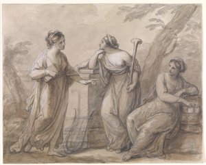 Trzy muzy w rozmowie autorstwa Angelica Kauffmann