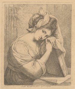 Młoda kobieta pogrążona w zadumie autorstwa Angelica Kauffmann