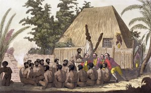 „Kapitan Cook obserwuje ofiarę, Wyspy Sandwich”, 1778-1779 XIX wiek