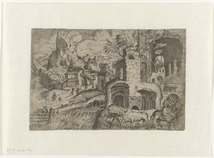 Krajobraz z ucieczką do Egiptu autorstwa Angelo Falconetto (attributed to)