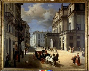 Reprezentacja Plaza de la Scala w Mediolanie przez Angelo Inganniego. 19 wiek. Galeria Sztuki Brera, Mediolan.
