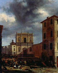 Dziesięć dni Brescii, Angelo Inganni (1807-1880), olej na płótnie, 38x45 cm
